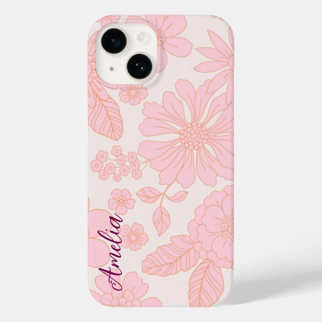Modernes Eligant Retro Line Monogramm Case-Mate iPhone 14 Hülle (Rückseite)