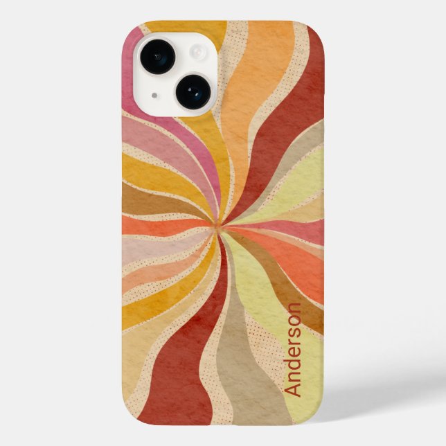 Modernes Eligant Retro Line Monogramm Case-Mate iPhone 14 Hülle (Rückseite)