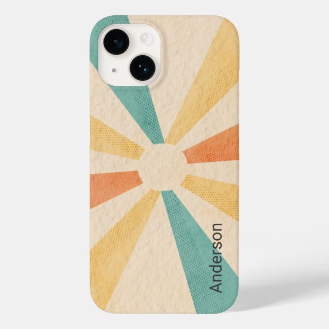 Modernes Eligant Retro Line Monogramm Case-Mate iPhone 14 Hülle (Rückseite)