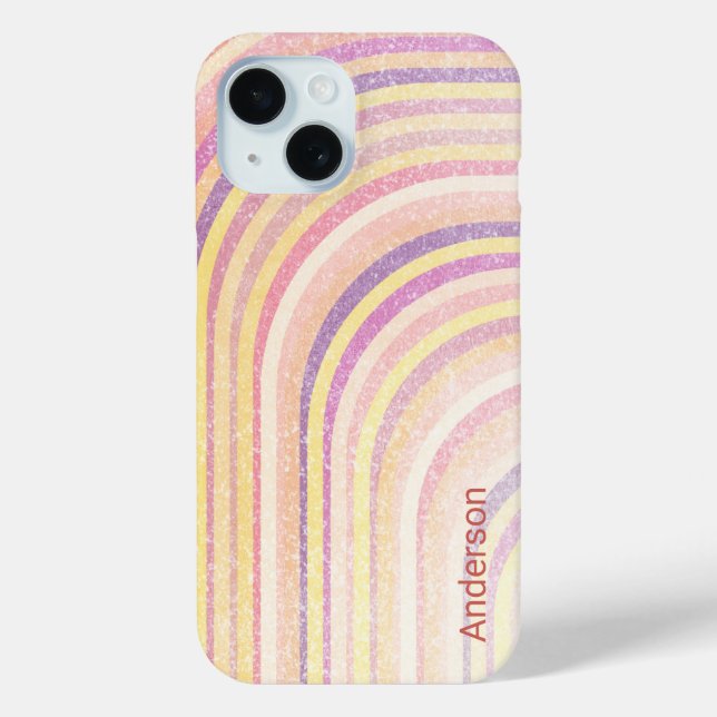 Modernes Eligant Retro Line Monogramm Case-Mate iPhone Hülle (Rückseite)
