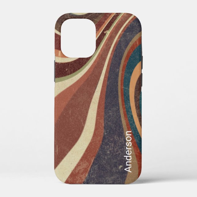 Modernes Eligant Retro Line Monogramm Case-Mate iPhone Hülle (Rückseite)
