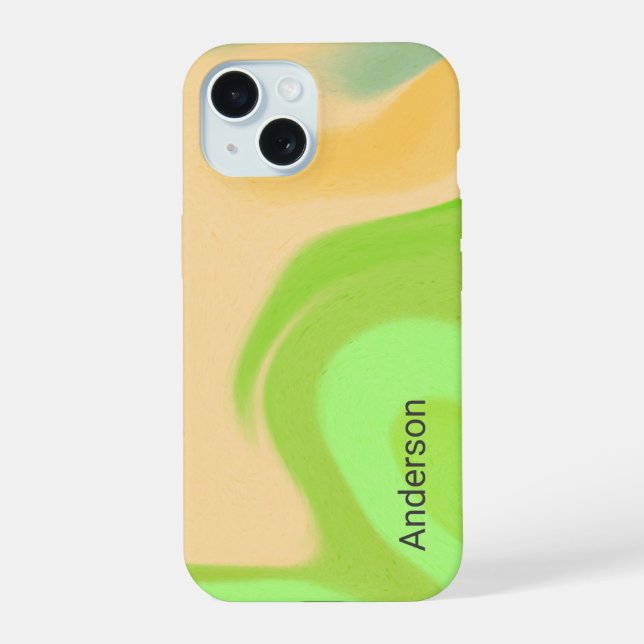 Modernes Eligant Retro Line Monogramm iPhone 15 Hülle (Rückseite)