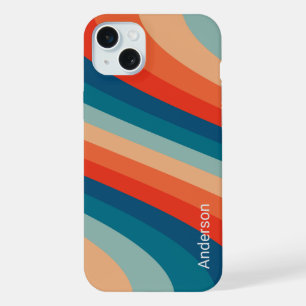Modernes Eligant Retro Line Monogramm iPhone 15 Plus Hülle