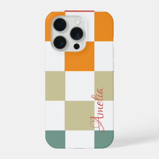 Modernes Eligant Retro Line Monogramm iPhone 15 Pro Hülle (Rückseite)