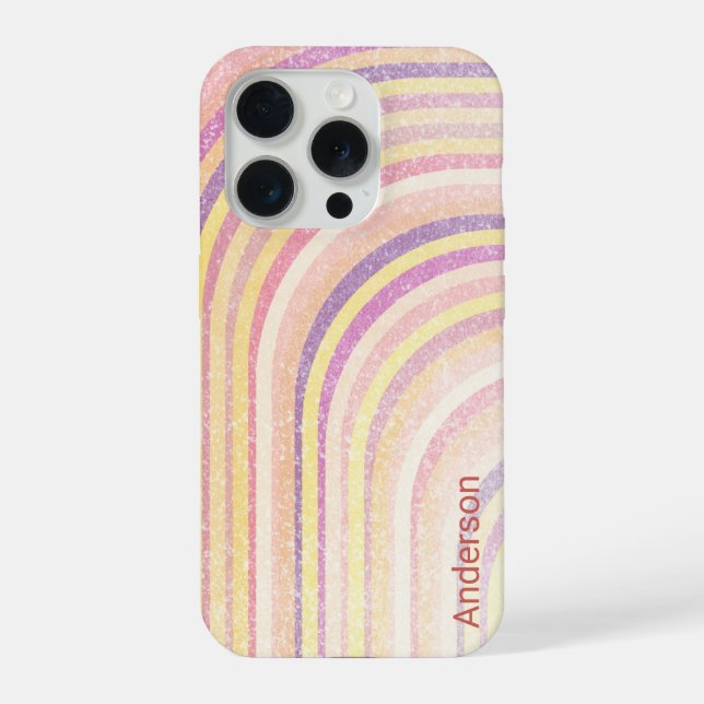 Modernes Eligant Retro Line Monogramm iPhone 15 Pro Hülle (Rückseite)