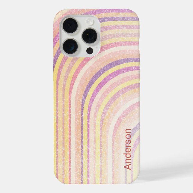 Modernes Eligant Retro Line Monogramm iPhone 15 Pro Max Hülle (Rückseite)