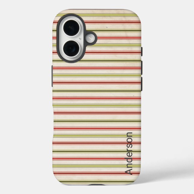 Modernes Eligant Retro Line Monogramm iPhone 16 Hülle (Rückseite)