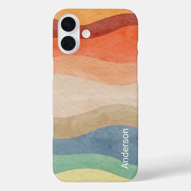 Modernes Eligant Retro Line Monogramm iPhone 16 Plus Hülle (Rückseite)