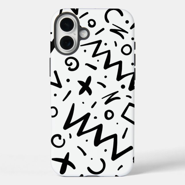 Modernes Eligant Retro Line Monogramm iPhone 16 Plus Hülle (Rückseite)