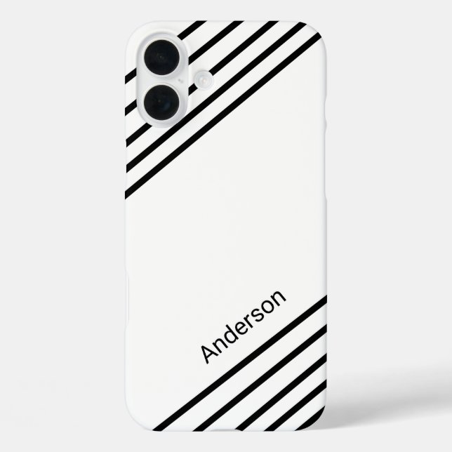 Modernes Eligant Retro Line Monogramm iPhone 16 Plus Hülle (Rückseite)
