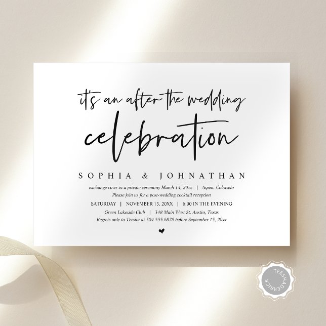 Modernes Elopement nach der Hochzeitsfeier Einladung (Modern Elopement, After the wedding celebration Invitation card, Brunch, Downloadable, Minimal theme)