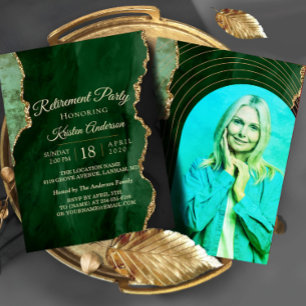 Modernes Emerald Gold Retirement Party Einladung
