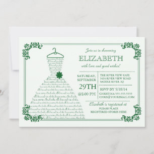 Modernes Emerald Green Wedding Dress Brautparty Einladung