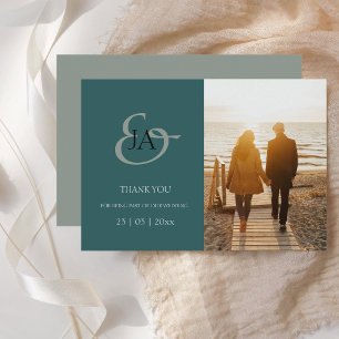 Modernes Emerald Initials Foto Hochzeit Vielen Dan