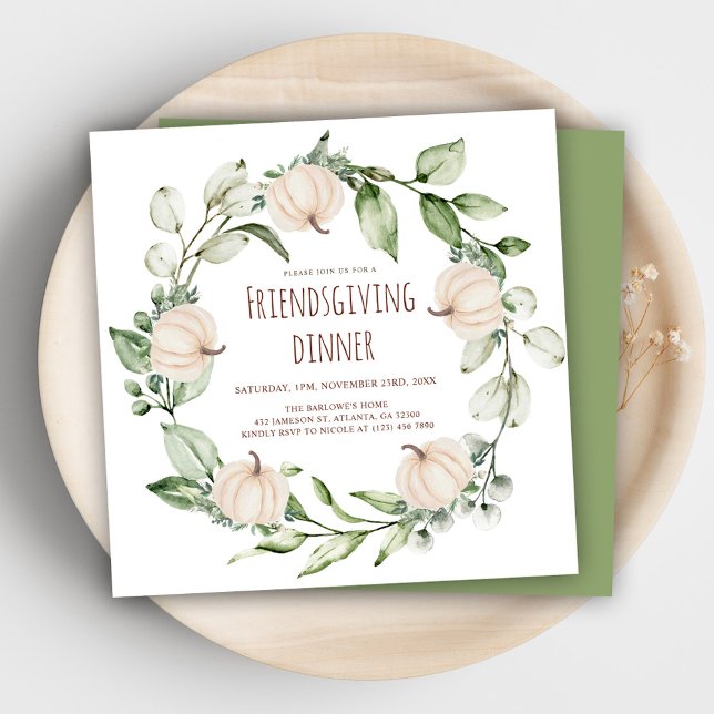 Modernes Erntedank Dinner Freundliches Festessen Einladung (Modern Thanksgiving Dinner Friendsgiving Feast Invitation)