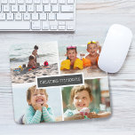 Modernes Erstellen von Erinnerungen Familienfoto C Mousepad<br><div class="desc">Moderne 4 Fotos auf einem Gitter mit "Erinnerungen schaffen" in der Mitte,  die das Rechteck aus Kohle überlagern.</div>