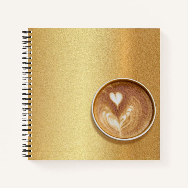 Modernes Espresso Kaffee Cup Foto Cool Golden Notizbuch (Vorderseite)