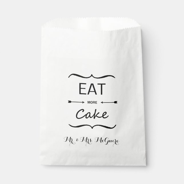 Modernes Essen Mehr Kuchen Hochzeit Danke Geschenktütchen (Vorderseite)