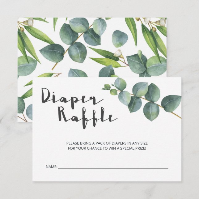 Modernes Eucalyptus Baby Duschdusche Windelwanne Begleitkarte (Vorne/Hinten)