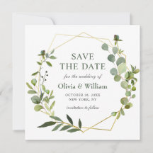 Modernes Eukalyptus-FOTO-Hochzeit spart das Datum
