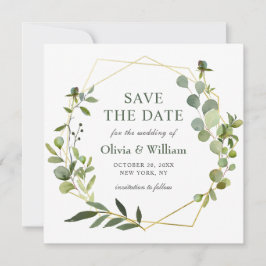 Modernes Eukalyptus-FOTO-Hochzeit spart das Datum Einladung