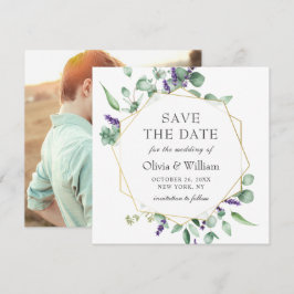 Modernes Eukalyptus-FOTO-Hochzeit spart das Datum Einladung