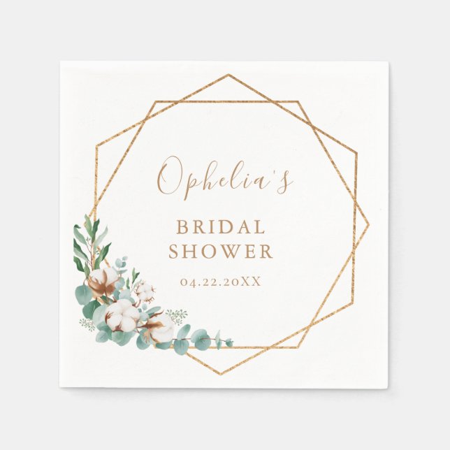 Modernes Eukalyptus Geometrisches Brautparty Serviette (Vorderseite)