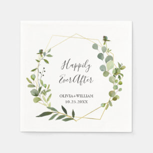 Modernes Eukalyptus Geometrisches Hochzeitspapier Serviette