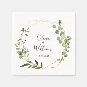 Modernes Eukalyptus Geometrisches Hochzeitspapier Serviette