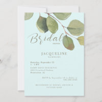 Modernes Eukalyptus Ice Blue Gold Brautparty