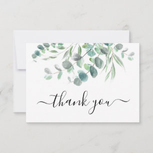 Modernes Eukalyptus Watercolor Green Foliage Scrip Dankeskarte