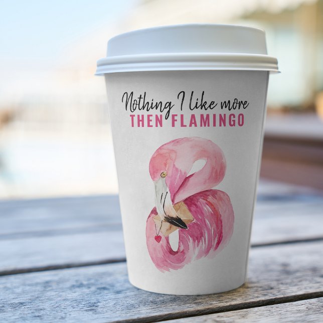 Modernes Exotic Pink Watercolor Flamingo Geschenk Pappbecher (Von Creator hochgeladen)