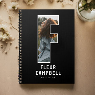 Modernes "F" Foto-Initial-Monogramm-Notizbuch Notizblock
