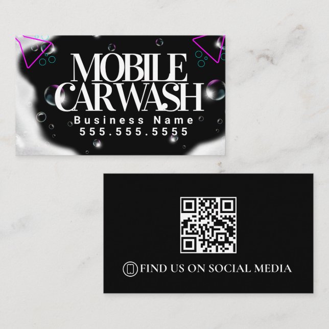Modernes Fahrzeug-Wash-Fahrzeug im Detail QR-Code Visitenkarte (Vorne/Hinten)