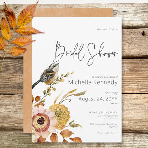 Modernes Fall Floral & Bird Brautparty Einladung
