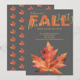 Modernes Fall Orange Gray Dinner Party Einladung
