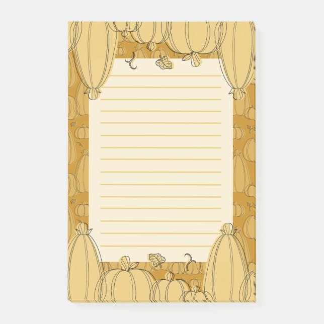 Modernes Fall Pumpkin Muster in Orange Post-it Klebezettel (Vorderseite)