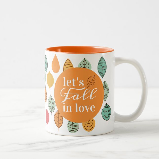Modernes Fallleaf-Muster Zweifarbige Tasse (Rechts)