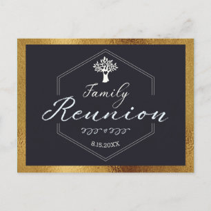 Modernes Familienbaum Black Gold Save the Date Einladungspostkarte