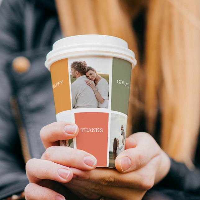 Modernes Family Collage Foto | Glückliches Ernteda Pappbecher (Von Creator hochgeladen)