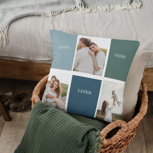 Modernes Family Collage Foto   Liebe leben hier Kissen