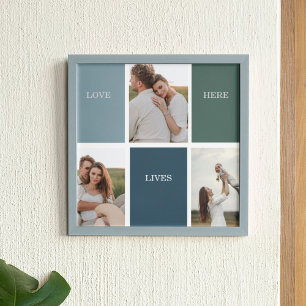 Modernes Family Collage Foto   Liebe leben hier Poster