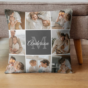 Modernes Family Collage Foto & Personalisierte Ges Kissen