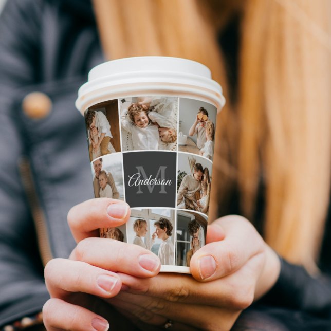 Modernes Family Collage Foto & Personalisierte Ges Pappbecher (Von Creator hochgeladen)