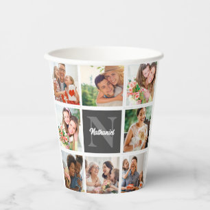 Modernes Family Collage Foto & Personalisierte Ges Pappbecher