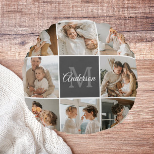 Modernes Family Collage Foto & Personalisierte Ges Rundes Kissen