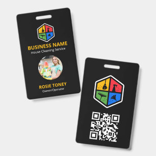 Modernes Farb-Logo-Hausreinigungsdienst-QR-Code Ausweis