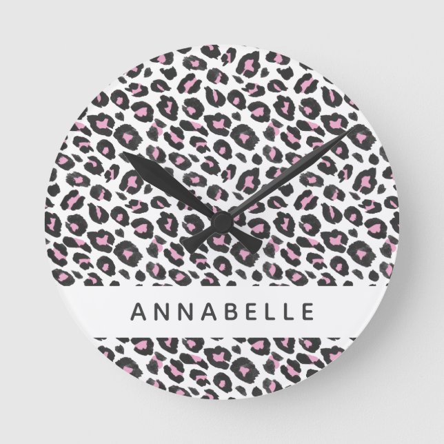 Modernes, farbenfroh gestaltetes Tierdesign Runde Wanduhr (Vorderseite)