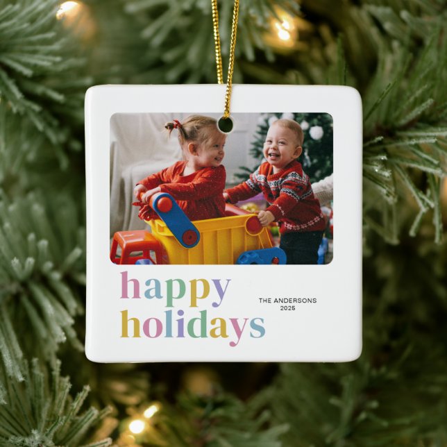 Modernes, farbenfrohe Ferien Trendy Foto Keramikornament (Baum)