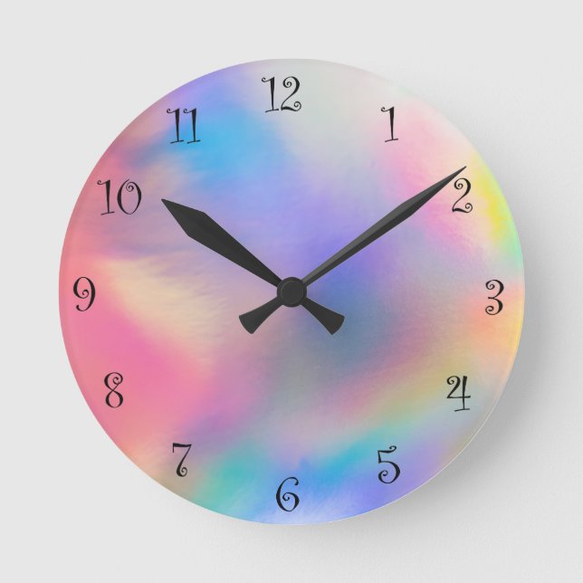Modernes farbenfroher Regenbogen Galaxie Runde Wanduhr (Vorderseite)